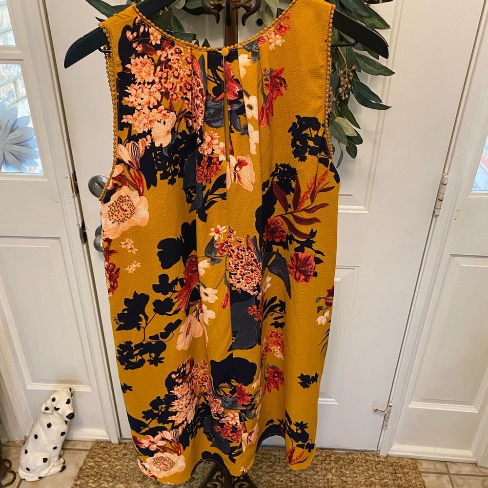 Umgee Boho Floral Print Sleeveless Dress L